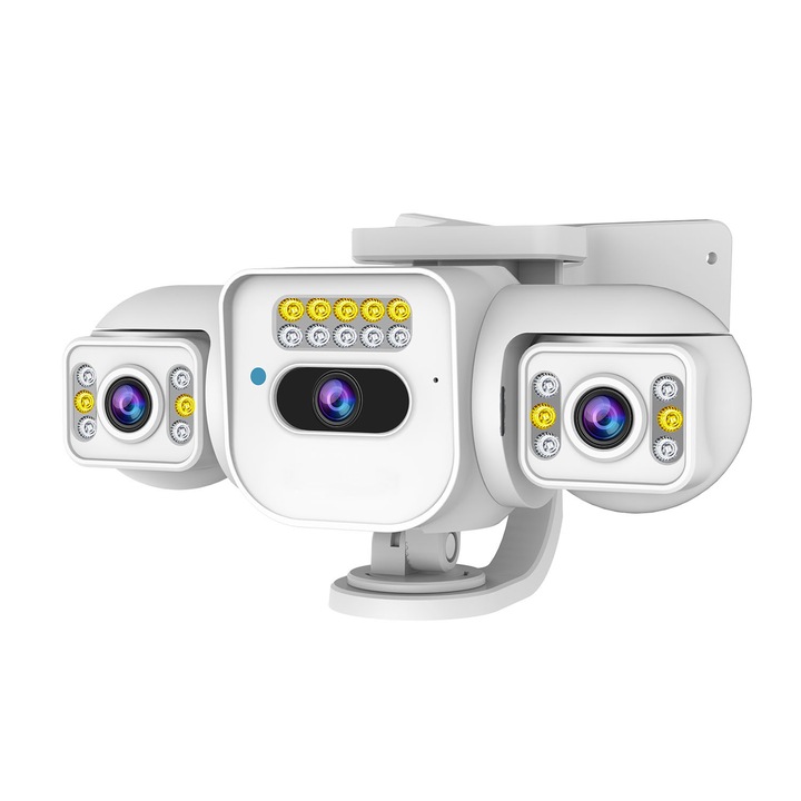 Охранителна камера за дома, 4MP, външна, фиксирана камера с троен дисплей, 2.4GHz WiFi, безжична, двупосочно аудио, SD/Cloud, 24/7, работи с мобилни приложения и компютри