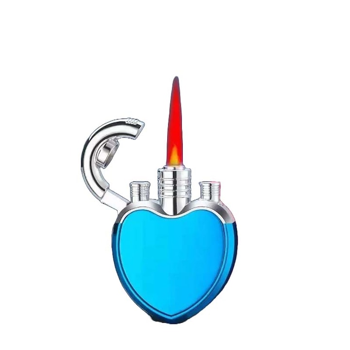 Bricheta Metalica in Forma de Inima, Antivant, Reincarcabila cu Gaz, Albastru, 6 cm, Dalimag