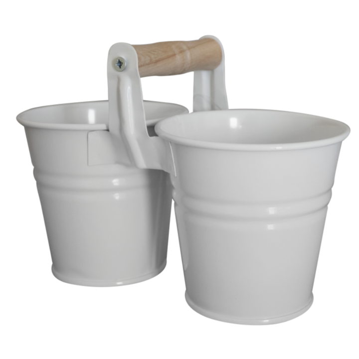 Galeti de servire HORECANO, pachet de 2, cu maner din lemn, O10xh10cm, alb