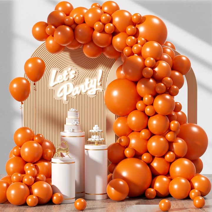 Комплект от 120 балона за арка - латексови с размери 18, 12, 10, 5 инча в различни размери, гирлянд за сватби, Свети Валентин, Коледа, рождени дни и кръщенета. оранжеви