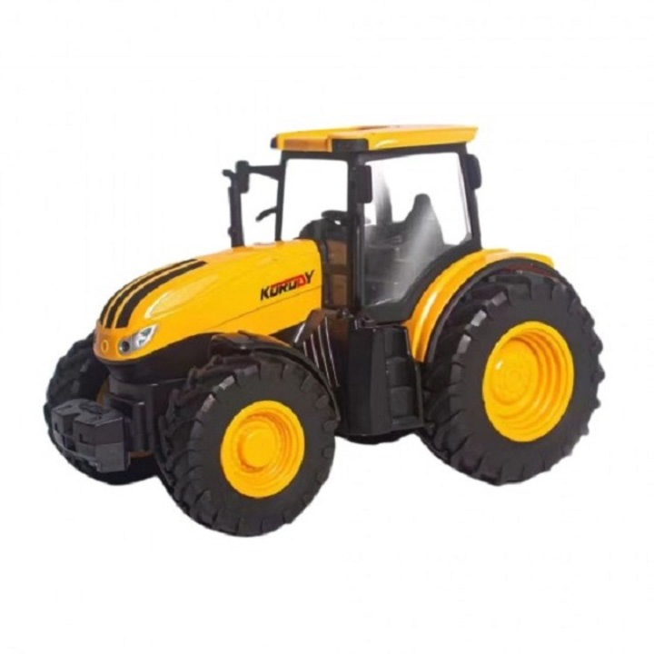 Tractor galben cu sunete si lumini, scara 1:24, cu frictiune