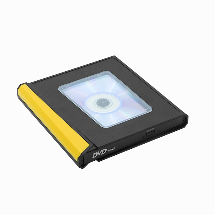 DVD рекордер, DVD 8X CD 24X скорост на запис/четене, USB 3.0 интерфейс, 20db намаляване на шума, лек звук, тънък дизайн, 145x140x19mm, черен