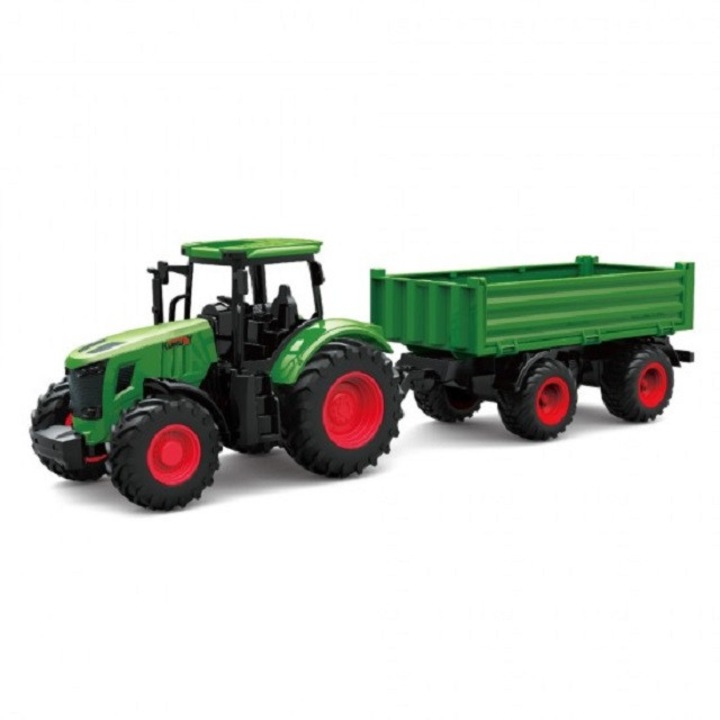 Zöld traktor pótkocsival, 1:24 méretarány