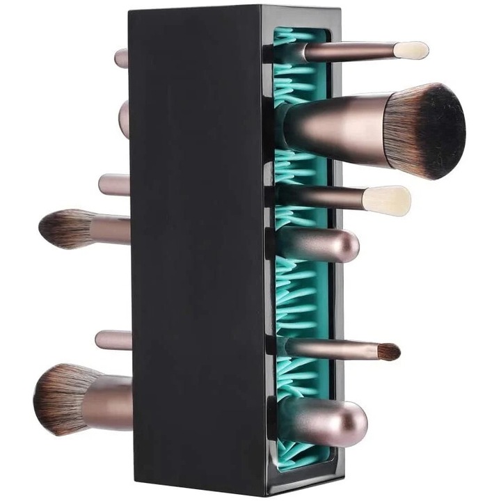 Поставка за четки за грим, органайзер, черен, 6 големи четки или 15-20 малки четки, комплект