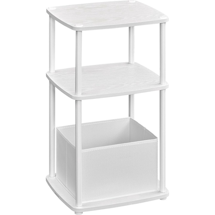 Нощно шкафче с текстилна кошница, Songmics Home, 34x30x58 см, ПДЧ/стомана, бяло