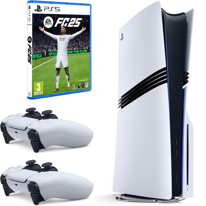 PlayStation 5 Pro Console, Disc Edition, 2TB SSD + игра EA Sports FC 25 + допълнителен контролер