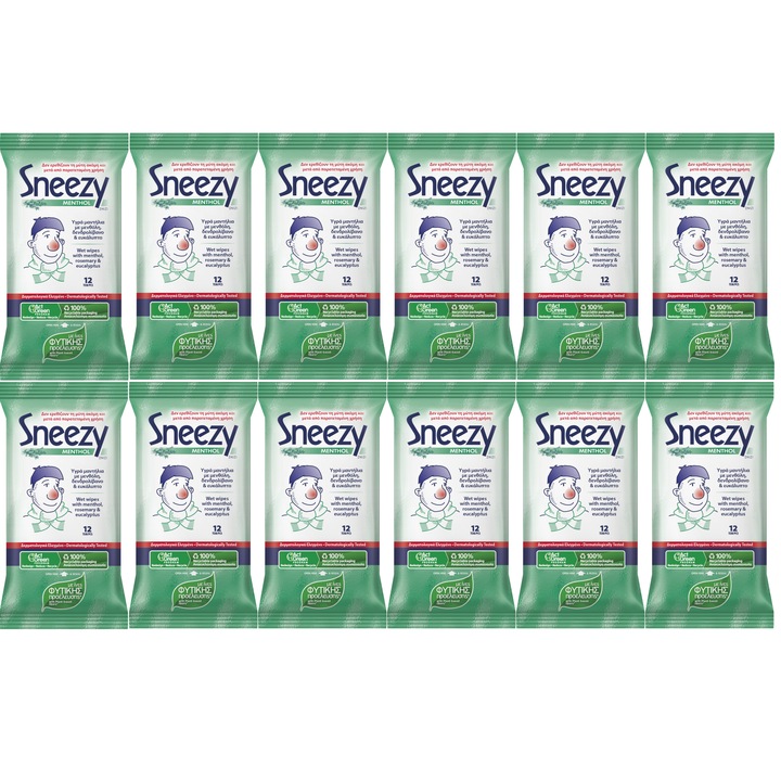 Servetele umede pentru raceala Sneezy, 12 pachete x 12, 144 buc