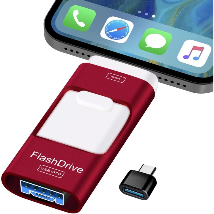 USB памет 256 GB 4 в 1 Zarmst, Флашка за Android и IOS, с USB C, Micro USB, Apple Lightning, OTG функция, за Iphone, Ipad, смартфон, таблет, компютър, лаптоп, син