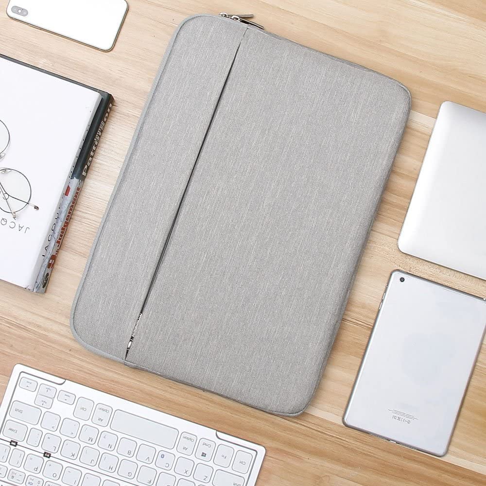 YANYXR, husa pentru laptop in material textil slim cu buzunar frontal si protectie antisoc (BCS3230669), gri deschis, 15.6 inch