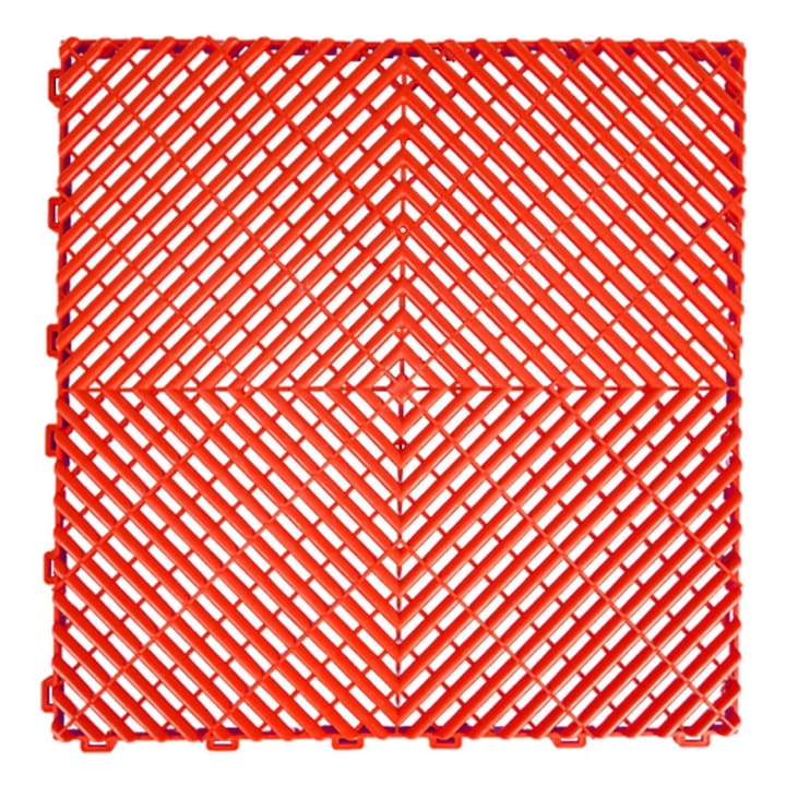 Червен модулен вентилиран под за съхранение в гараж