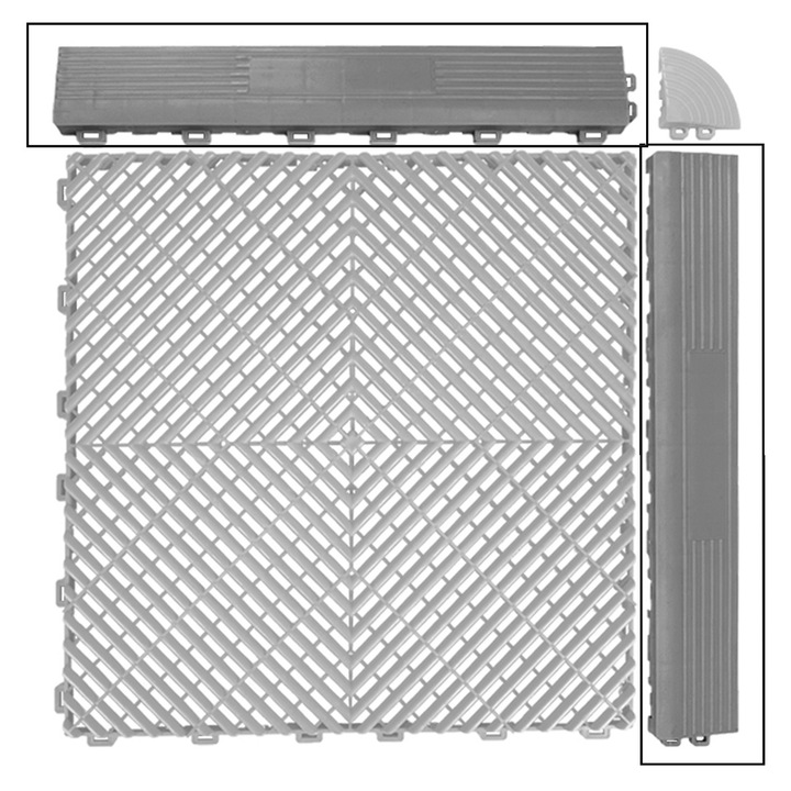 Модулна вентилируема подова настилка Margini за съхранение в гараж Светло сиво