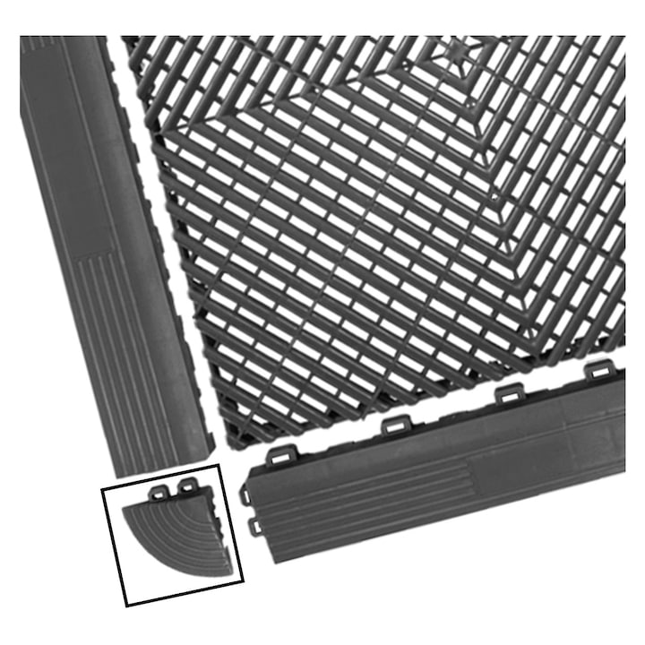 Ъглов модулен вентилиран под за съхранение в гаража Тъмно сив