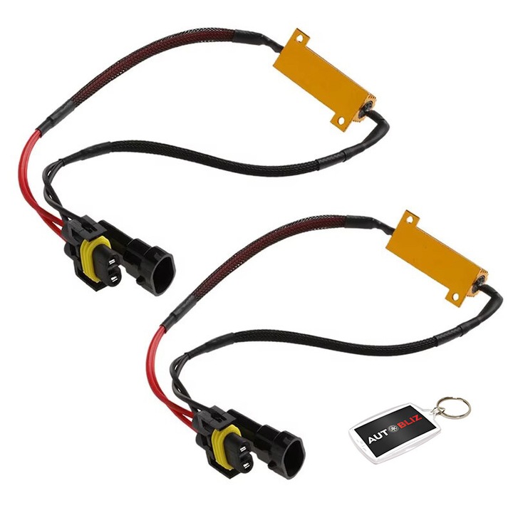 2 db ellenállás, HB3(9005) / HB4(9006) 50W-os 8 Ohm 12V-os ellenállás, Autobliz kulcstartóval