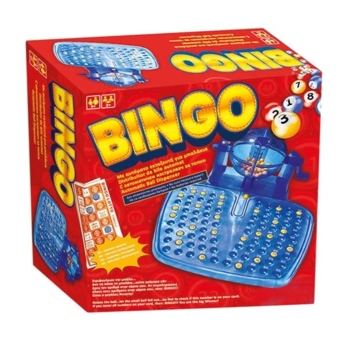 Joc de Societate, Bingo, plastic, albastru/galben, 30 x 30 x 13 cm