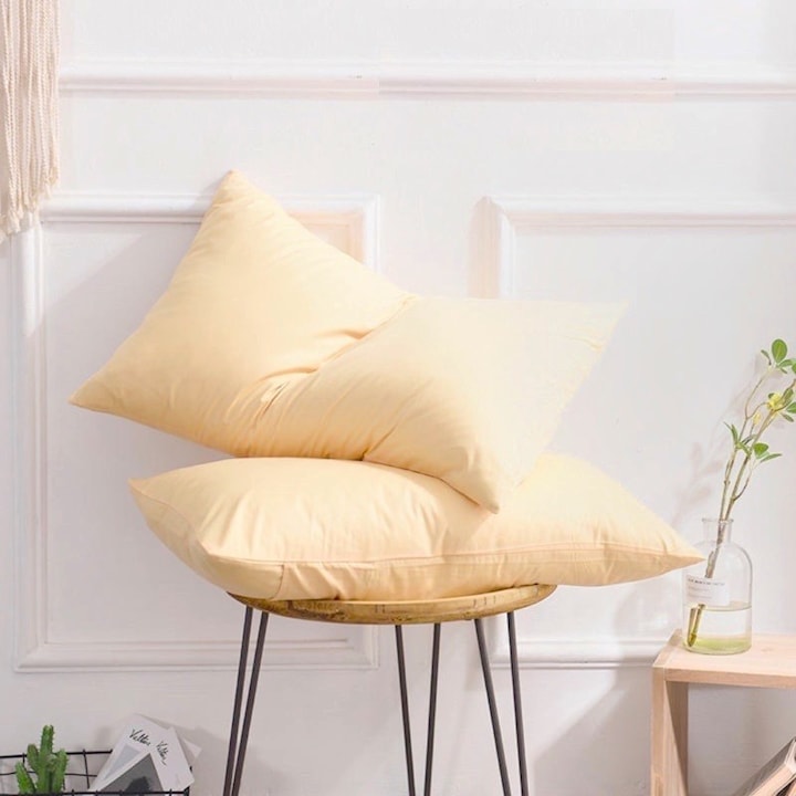 Комплект 2 калъфки за възглавница Kotonia Home, 100% памук, изчистен цвят, размер 50x80 см, слонова кост