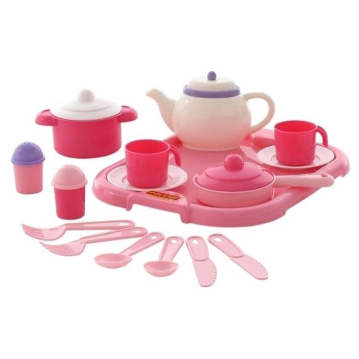 Gyermek étkészlet, Polesie, 19 elemes, többszínű, 31x25,5x9cm