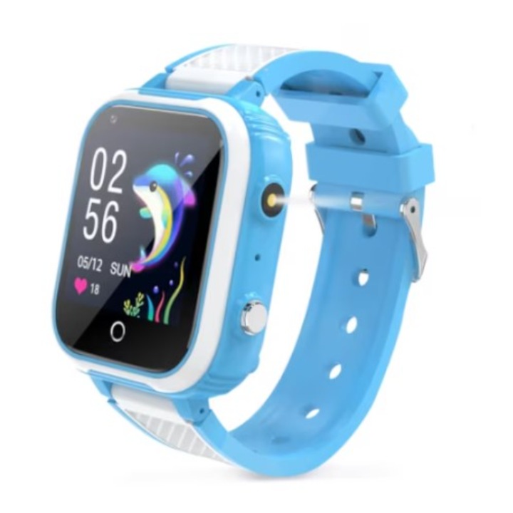 Детски смарт часовник BeSmart, DH9S, видео разговор и слот за SIM карта, точно GPS и LBS местоположение, SOS бутон, фенерче, камера, водоустойчив, Син