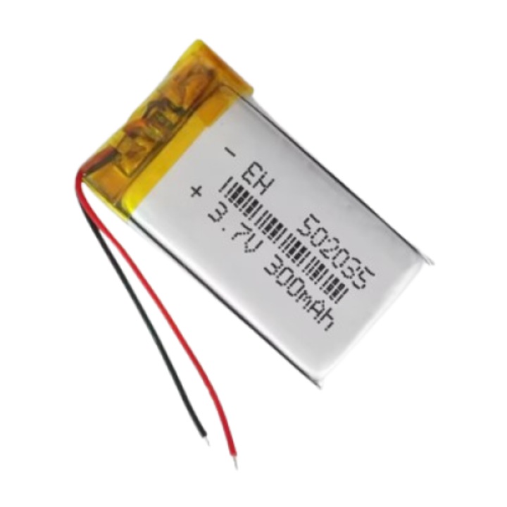 Baterie Li-Polymer, model 502035, reincarcabila, 3.7V, 300mAh, pentru MP3, GPS, casti Bluetooth, Camera Recorder, alb