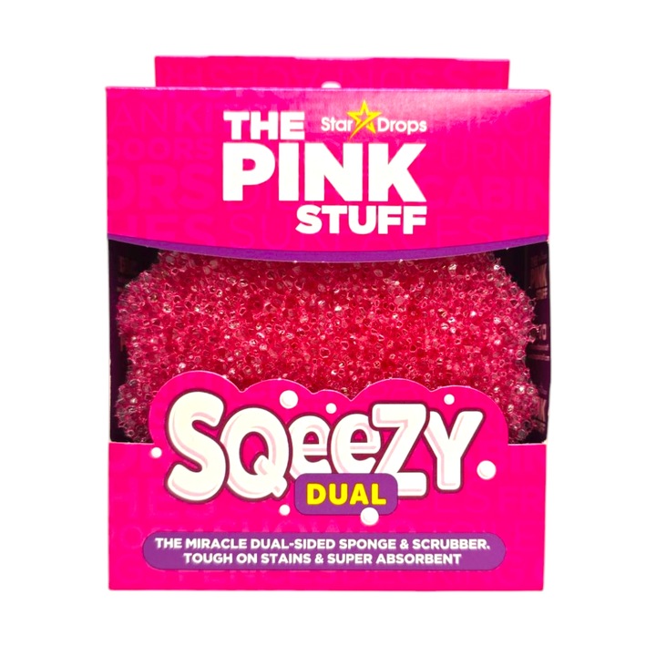 Burete de uz casnic, The Pink Stuff, Suprafata dubla, Scrubber Squeezy Miracle, 1 bucata