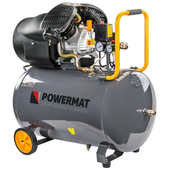 Compresor de ulei Powermat PM-KO-100T-V2, rezervor 100L, 530 l/min