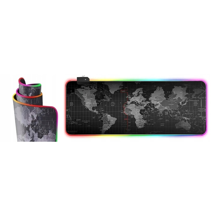 Mouse pad gaming XXL 80x30 cm, iluminare RGB