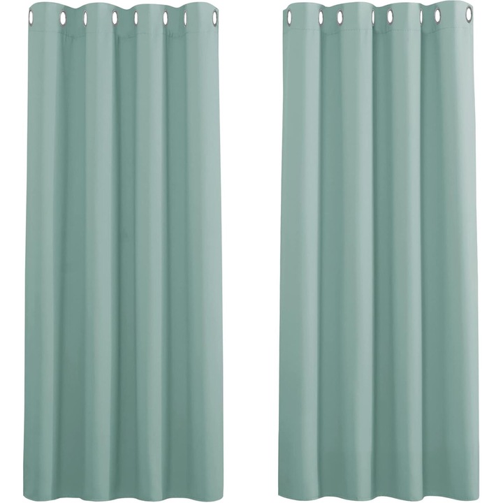 Завеса PONY DANCE, с халки, непрозрачна, термична защита, 132 x 215 см, светлосиня