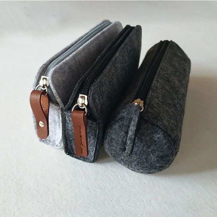 Калъф за молив от филц, унисекс, с цип, 20х6,5 см, многоцветен, 1 бр.