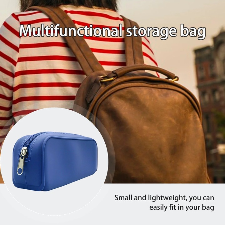 Силиконова чанта за съхранение, голям капацитет, водоустойчива, лесна за почистване, 18x7x5 см, плътен цвят