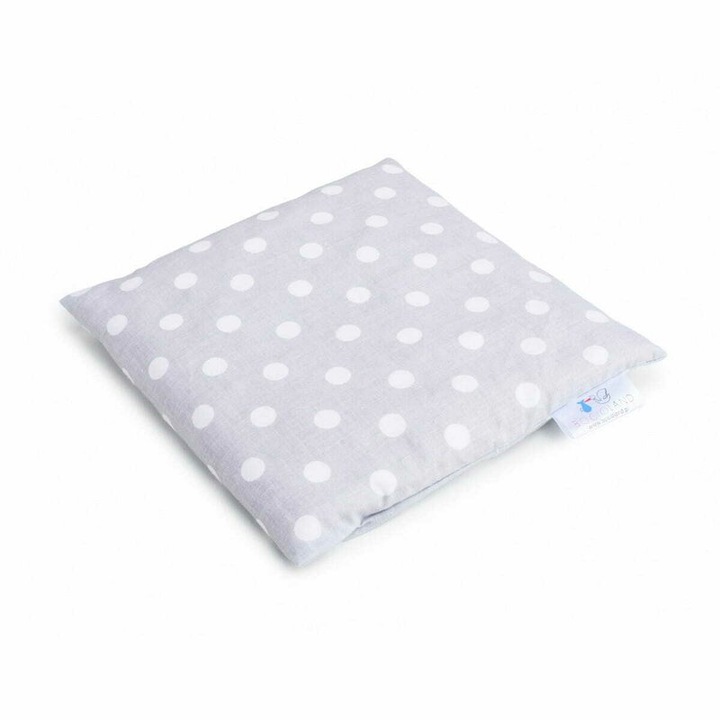 Kólika elleni párna, Bociolad, Cseresznyekövekkel töltve, Pamut huzattal, 20x20 cm, 0 hónap+, Szürke pöttyök