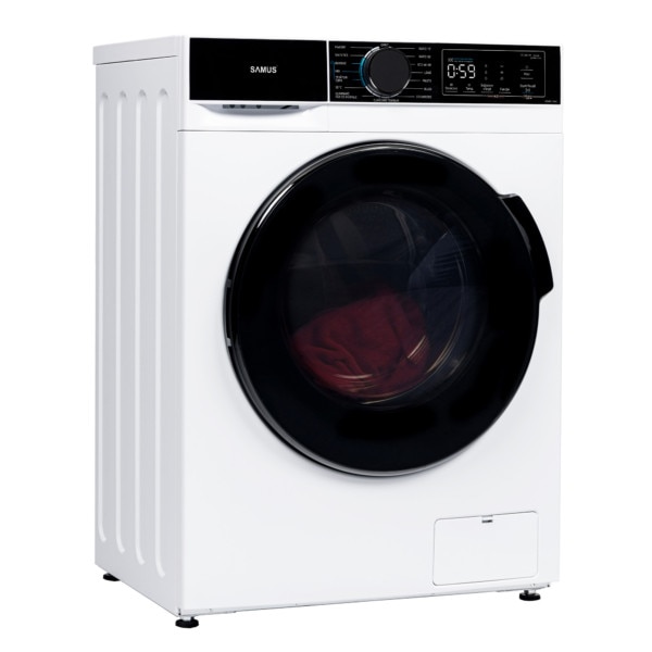 Masina de spalat rufe Samus WSADI-12143, 12 kg, 15 programe, Motor inverter, 1400 rotatii, Clasa energetica A, Afisaj electronic, Programe speciale: Abur, Blugi, Pilote, Eliminare par de animale, Tesaturi copii, Alb