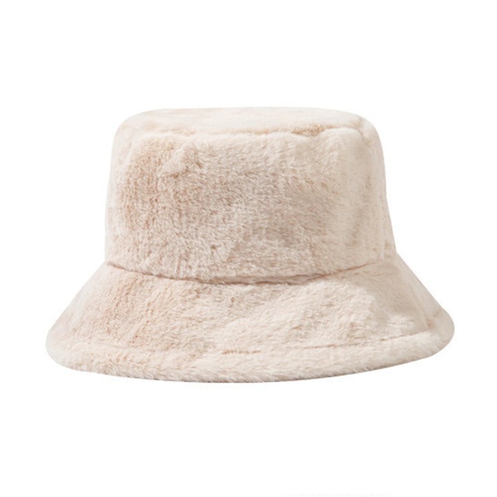 Дамска шапка, шапка-кофа, изкуствена заешка кожа, едноцветна, 56х58см, комплект от 1 бр.