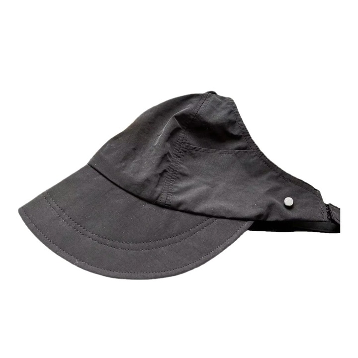 Унисекс шапка от полиестерни влакна, дълга периферия, дизайн с кух връх, плътен цвят, регулируема обиколка, 54x58 см