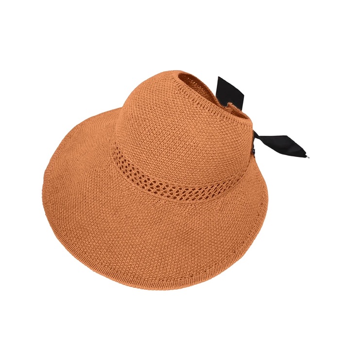 Дамска шапка за слънце, модел с широка периферия, кух дизайн, памук, сгъваема, 54x59см