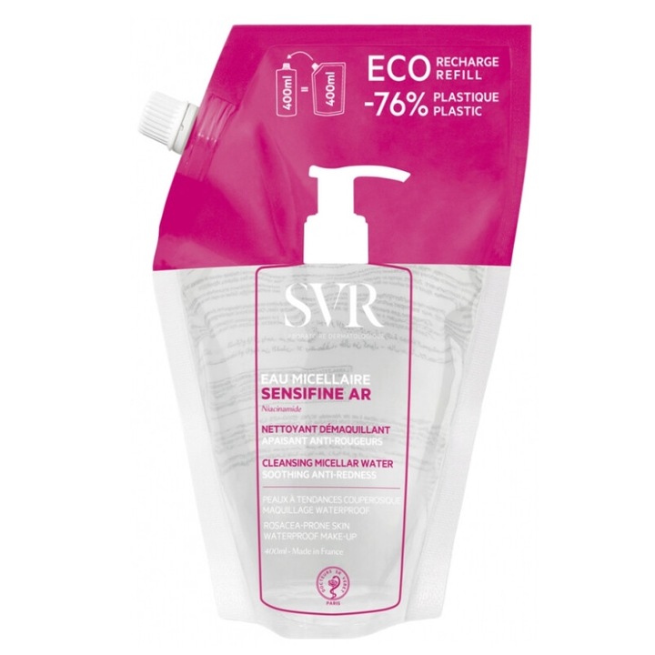 Apa micelara SVR Sensifine AR, 400 ml, pentru ten sensibil, hipoalergenica, fara parfum