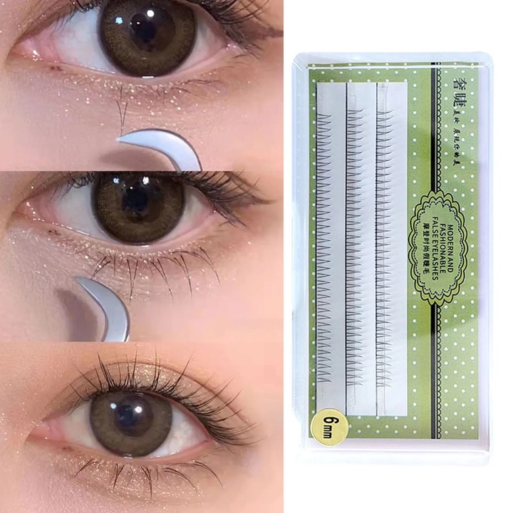 Комплект изкуствени мигли, стил рибка, изкуствени влакна, 5mm-7mm, 11.5x6.5x1.5cm