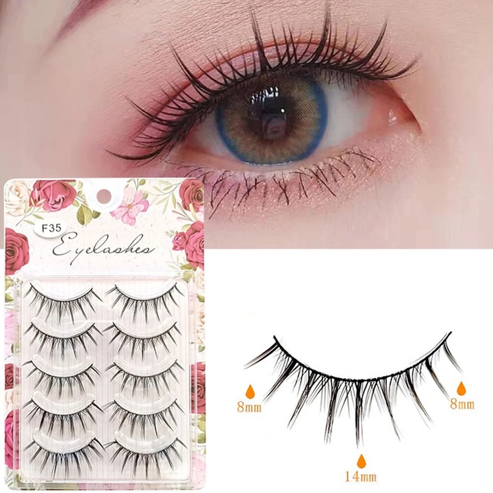 Комплект от 5 чифта изкуствени мигли, висока плътност, естествено извиване, 3D, 16x11x1.5cm