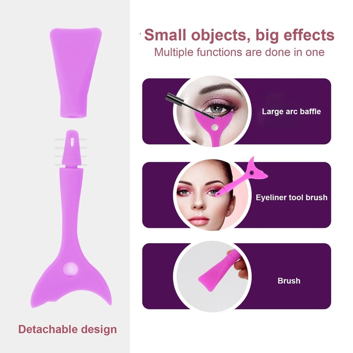 3 в 1 протектор за мигли, пластмасов, за многократна употреба, извита форма, 150x32x12.5mm