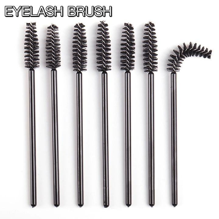 Комплект от 100 четки за мигли, PP, спирален дизайн, 9,8 см