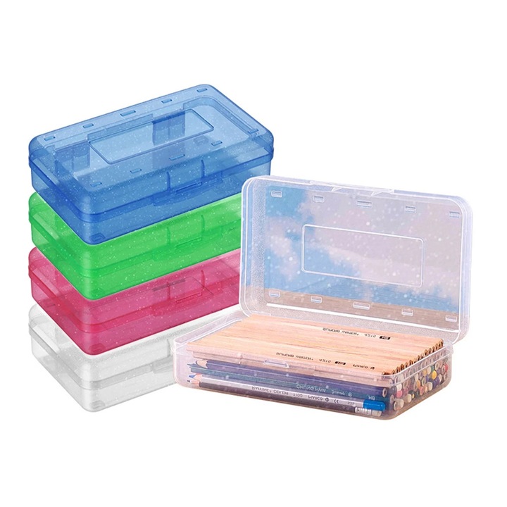 Прозрачен молив голям капацитет 20,5х12х6см за офис и училище