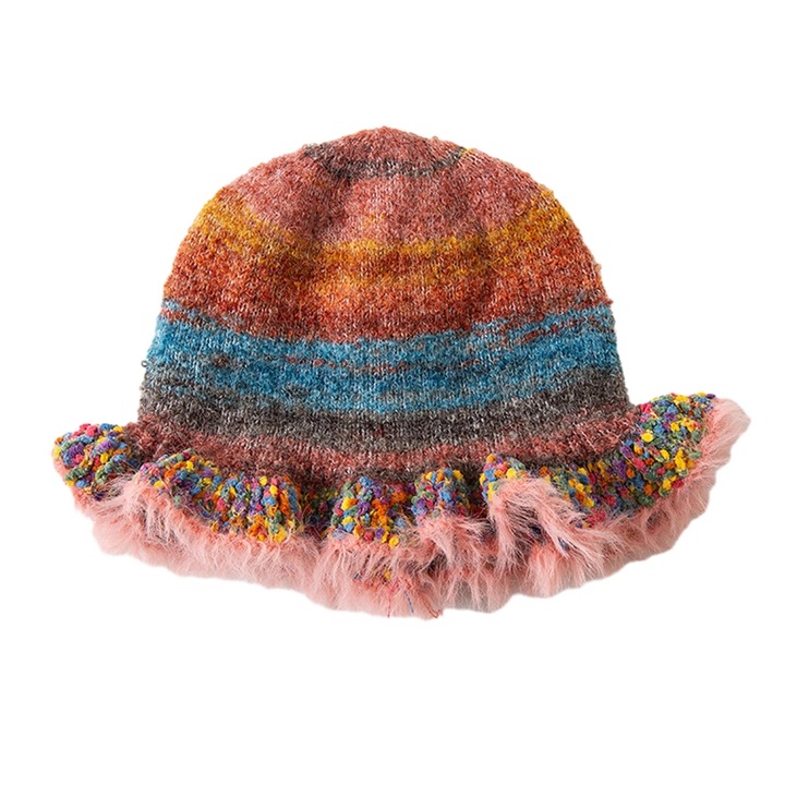 Дамска шапка, ретро, многоцветна, 56х58см, топла, ветроустойчива