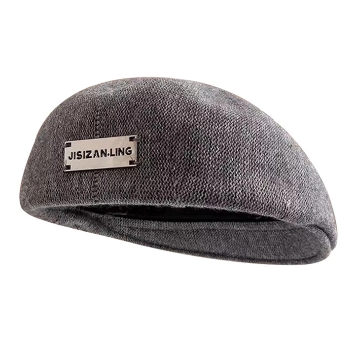 Ретро плетена дамска шапка голям размер полиестер удобна сива 55-60см