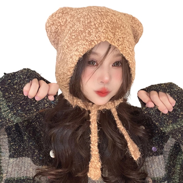 Дамска плетена шапка, плътна, памук, ластик, 56х58см, за зимата и есента