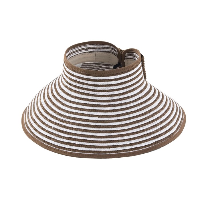 Дамска сламена шапка, без козирка, сгъваема, голяма периферия, слънцезащита, 56-58 см, многоцветна