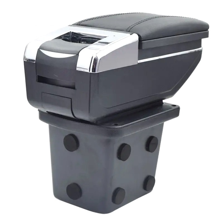 Cotiera Consola Centrala Cutie Depozitare Organizator Pentru Hyundai I30 / Elantra 2007 - 2012 Glisanta Rotativa cu Suport Paha Scrumiera Piele Neagra