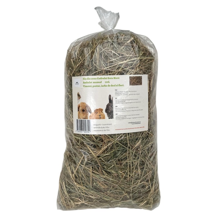 Fan din zona Codrului Satu Mare 110L, 3kg pentru rozatoare, bogat in fibre, mixt de plante, ambalat manual