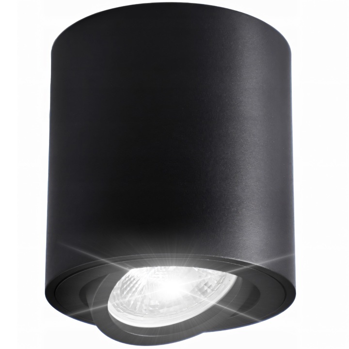 RETOO TechPro LED Spot, регулируемо таванно осветление, черно, GU10, IP20, Ø85mm, височина 87mm, регулируем ъгъл 60°, издръжлив алуминий, съвместим с LED 10W / халоген 35W, минималистичен стил, модерен дизайн, лесен монтаж, CE сертификат