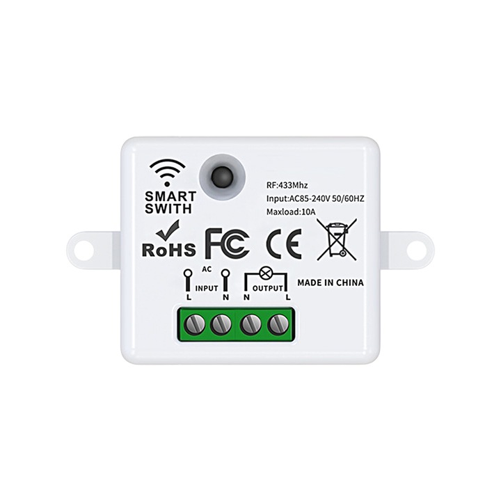 Смарт превключвател, гласово управление, управление чрез приложение, пластмаса, 6.7x4.12x2.57cm