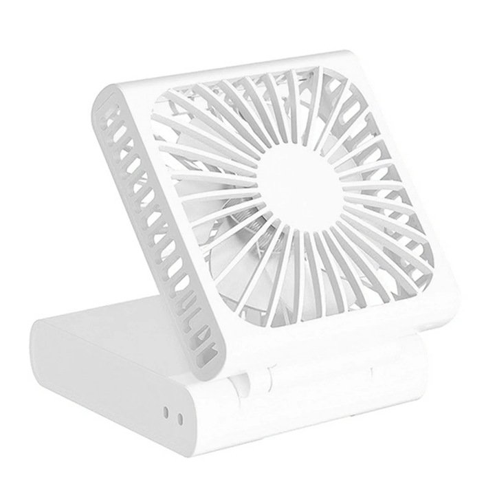 Преносим вентилатор, пластмаса, 15.2x7.1x1.8cm, 3 скорости, USB захранване, бял