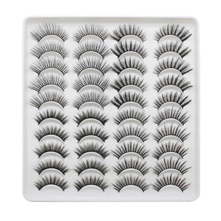 3D комплект изкуствени мигли, 20 чифта, 4 стила, черни