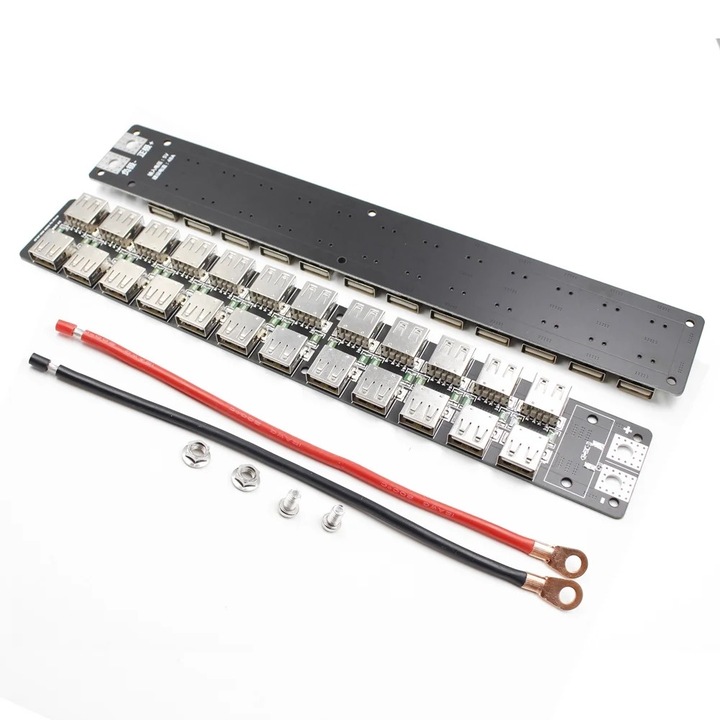 24-портов USB заряден хъб, 240W, силиконов кабел, размери 150x35x10mm, комплект